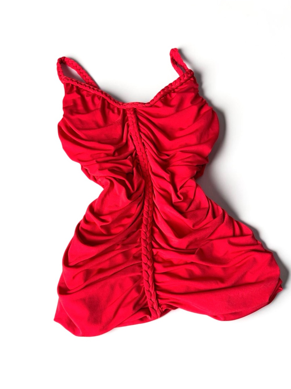 Y2K Baby Phat Red Ruched Braided Tunic Tank Top Longline Cami Plus Size 1X